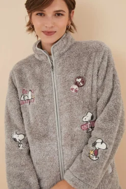 Women'secret Pijamas-Robe Pelo Esponjoso Remendos Snoopy