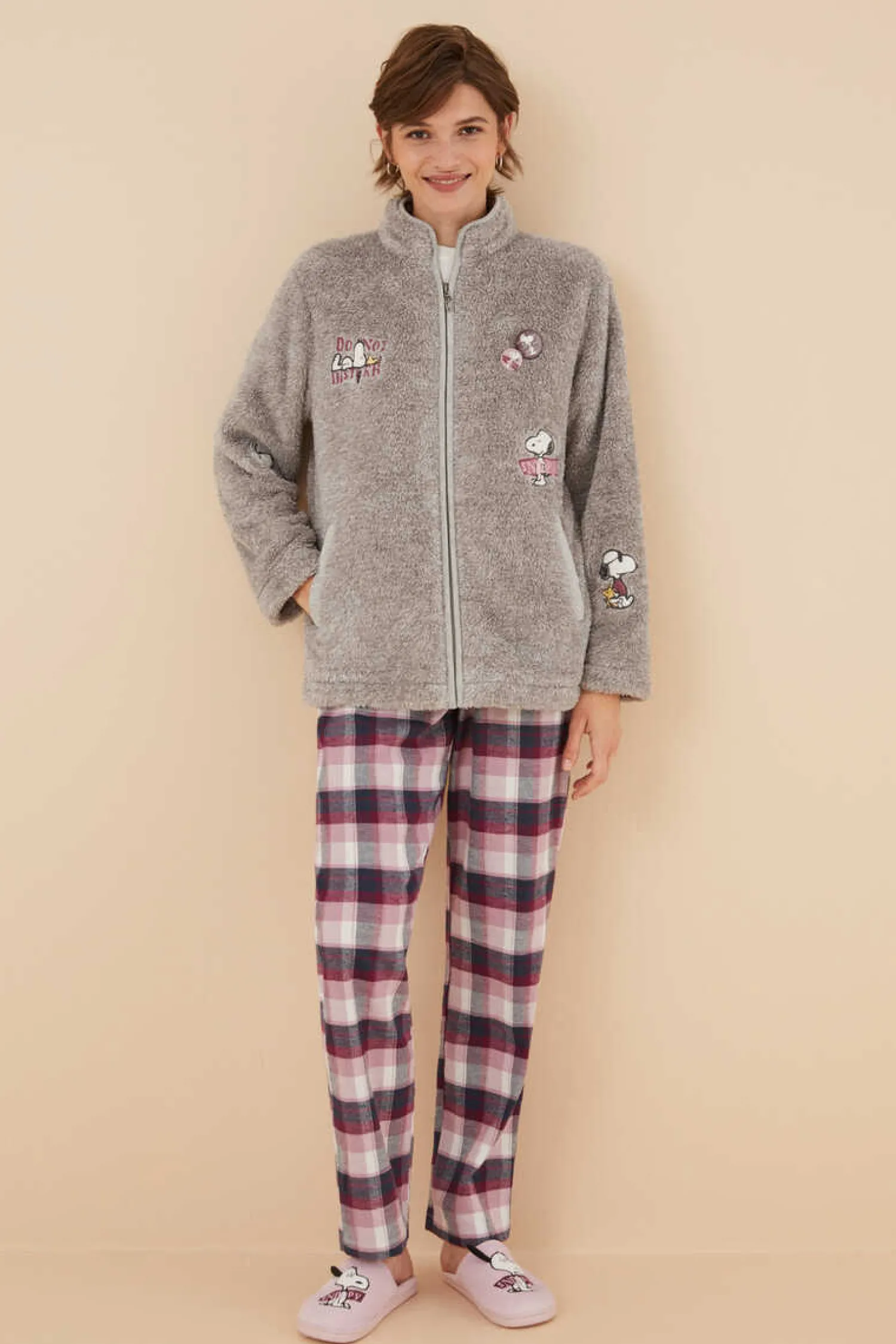 Women'secret Pijamas-Robe Pelo Esponjoso Remendos Snoopy