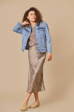 Vila Saias-Saia Acetinada Com Folho