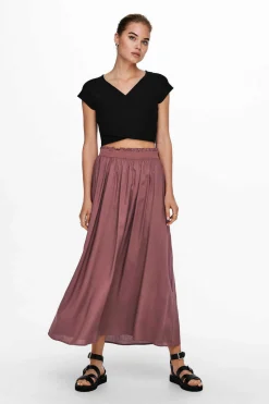 Only Saias-Saia Comprida Folgada Com Cintura Elastica