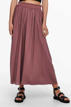 Only Saias-Saia Comprida Folgada Com Cintura Elastica