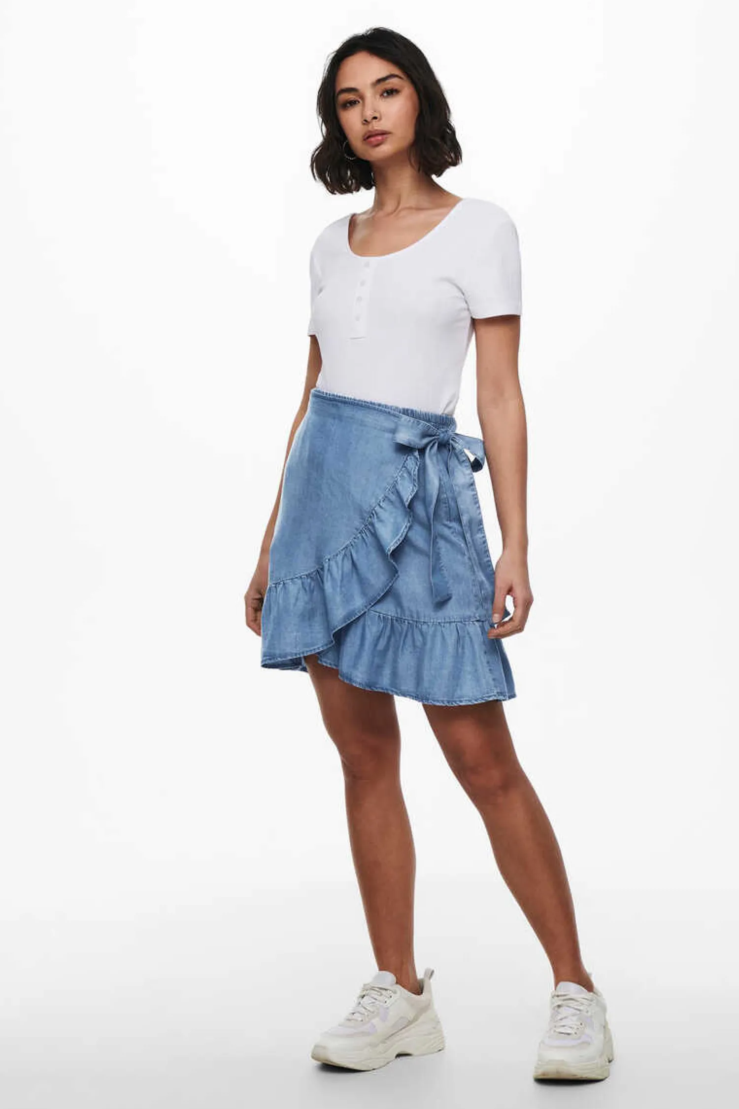 Only Saias-Saia Curta Tencel Cruzada