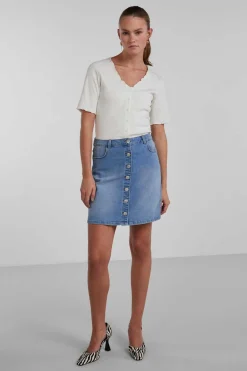Pieces Saias-Saia Midi Denim.