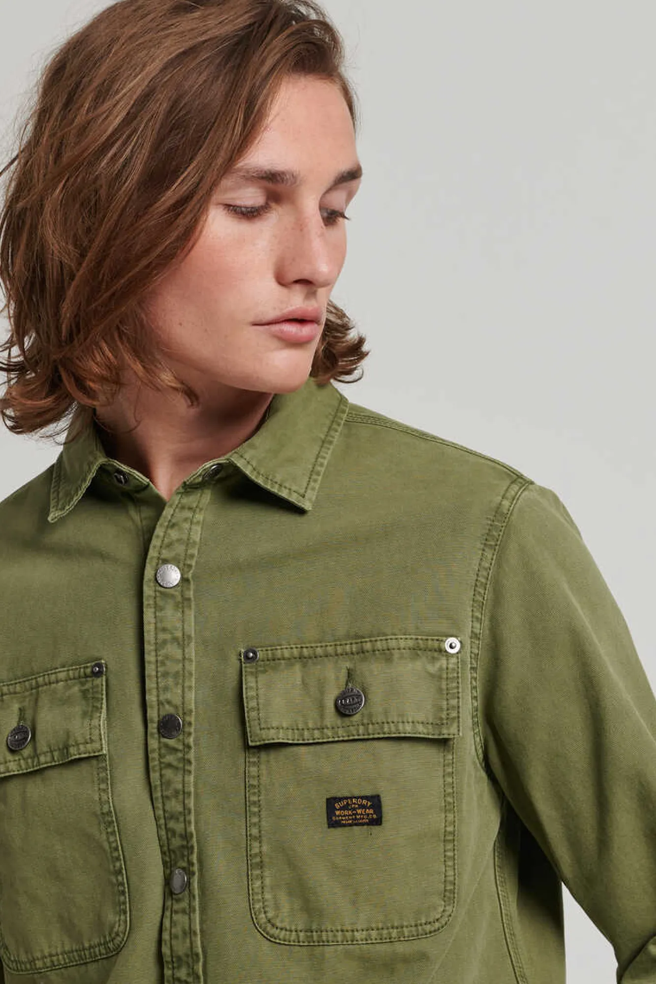 Superdry Sobrecamisa De Lona Cinza Hot