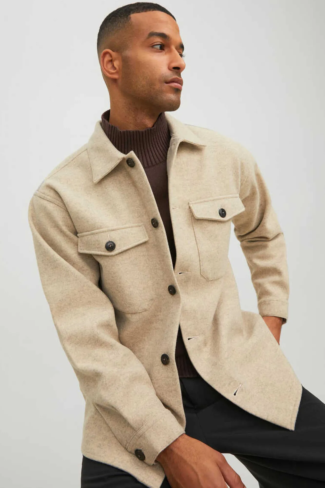 Jack & Jones Sobrecamisa Gola Camiseira Castanho Outlet