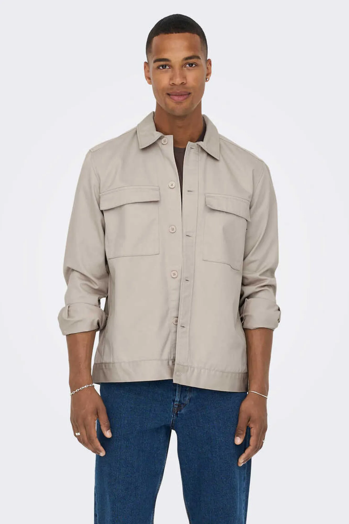 Only & Sons Sobrecamisa Lisa Cinza