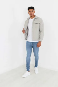 Brave Soul Sobrecamisa Regular Fecho-Eclair Cinza Clearance