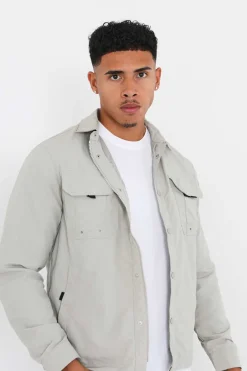 Brave Soul Sobrecamisa Regular Fecho-Eclair Cinza Clearance