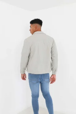 Brave Soul Sobrecamisa Regular Fecho-Eclair Cinza Clearance