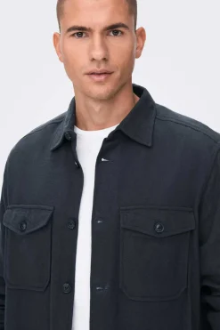 Only & Sons Sobrecamisa Tecido Algodao Marinho