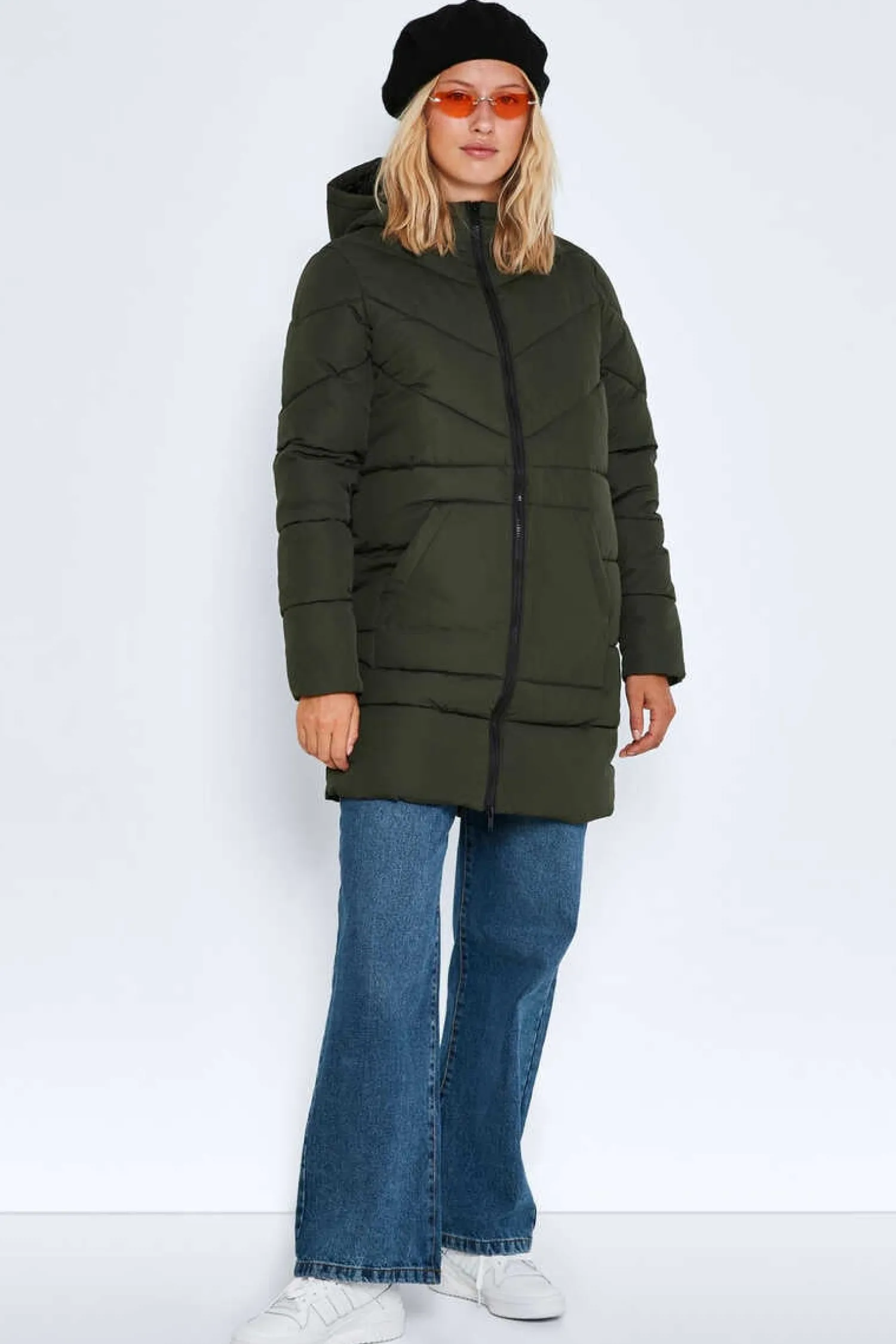 Noisy May Sobretudos E Parkas-Sobretudo Comprido Acolchoado