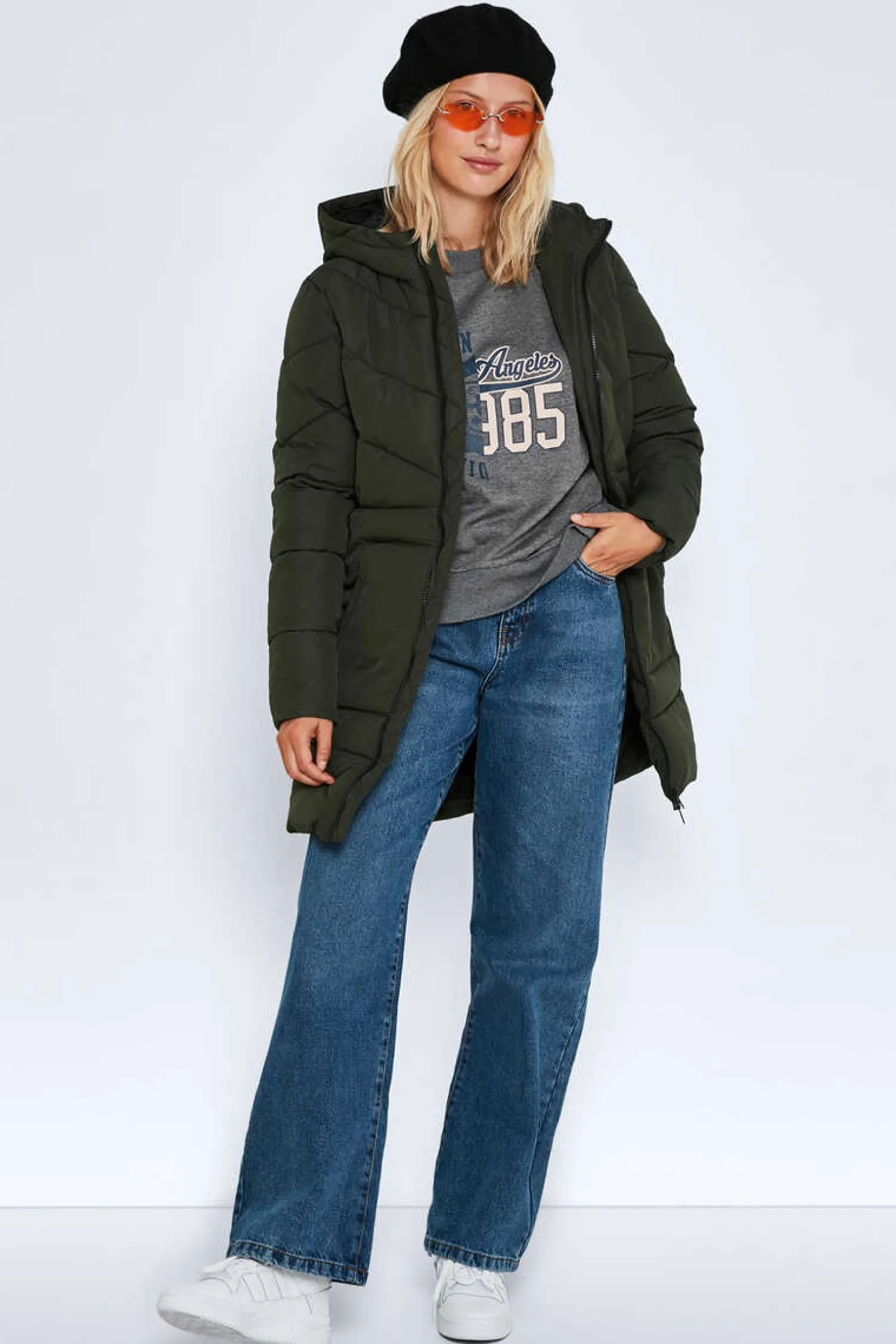 Noisy May Sobretudos E Parkas-Sobretudo Comprido Acolchoado