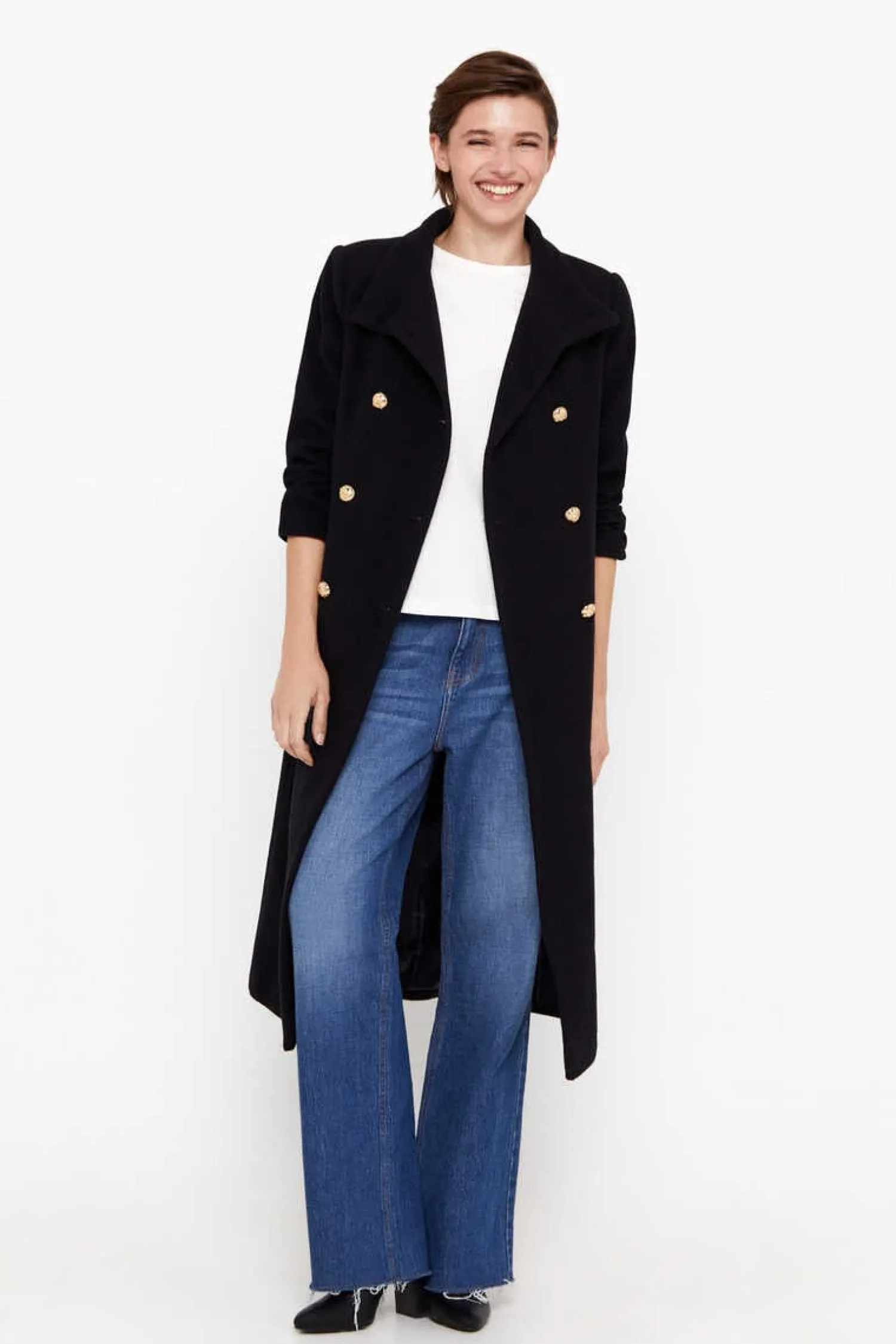 Cortefiel Sobretudos E Parkas-Sobretudo Comprido Militar