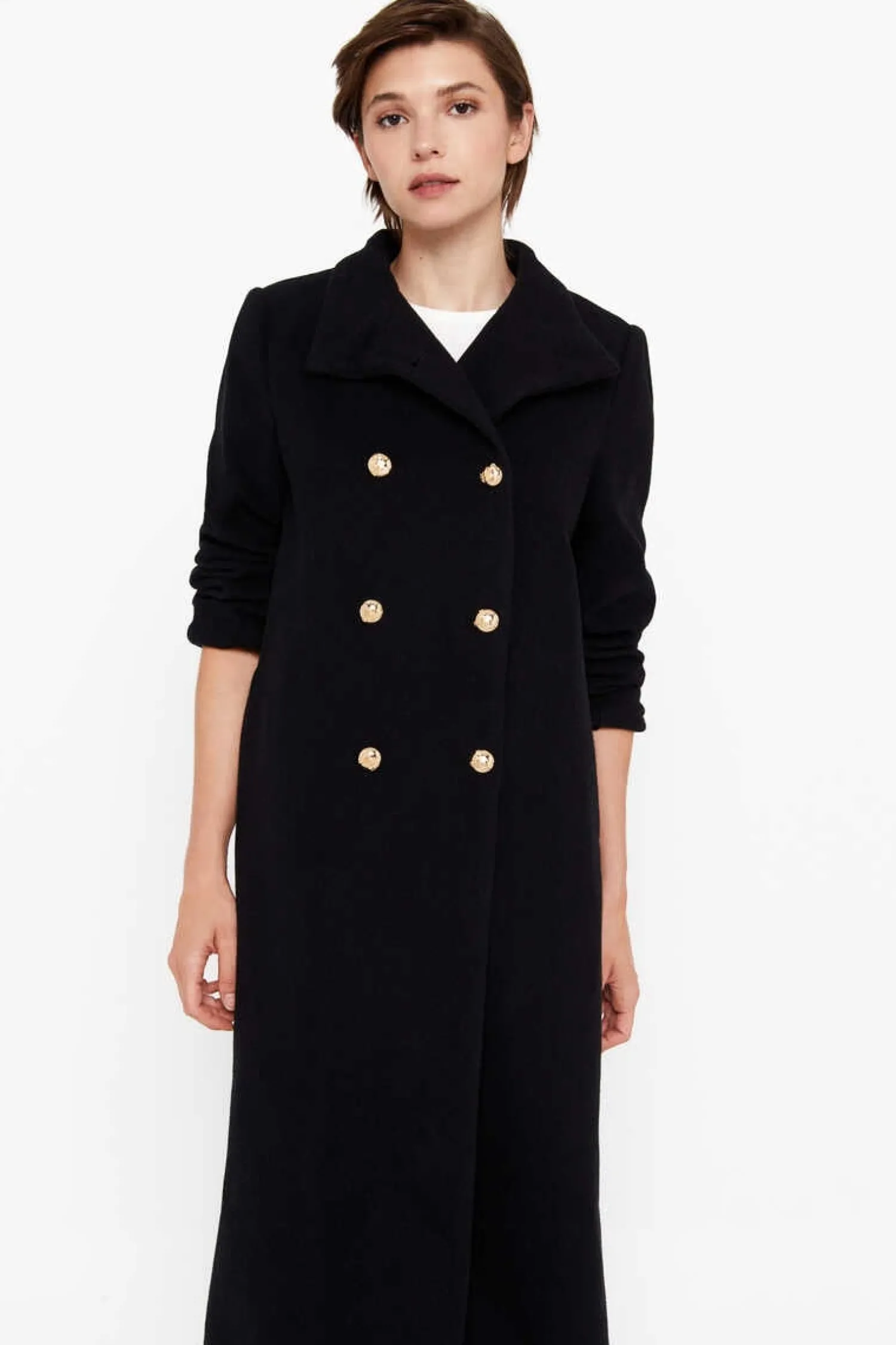 Cortefiel Sobretudos E Parkas-Sobretudo Comprido Militar