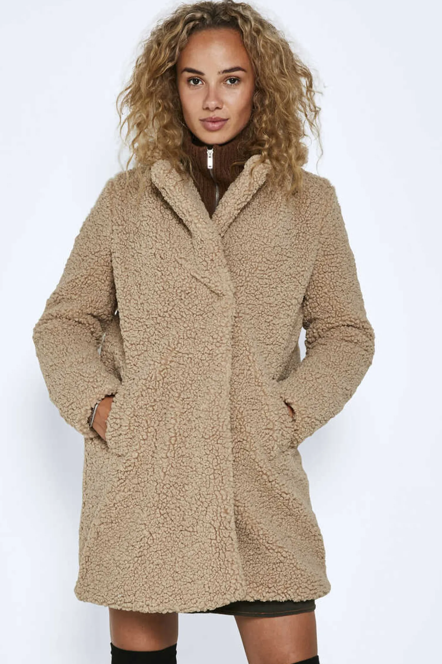 Noisy May Sobretudos E Parkas-Sobretudo Comprido Teddy