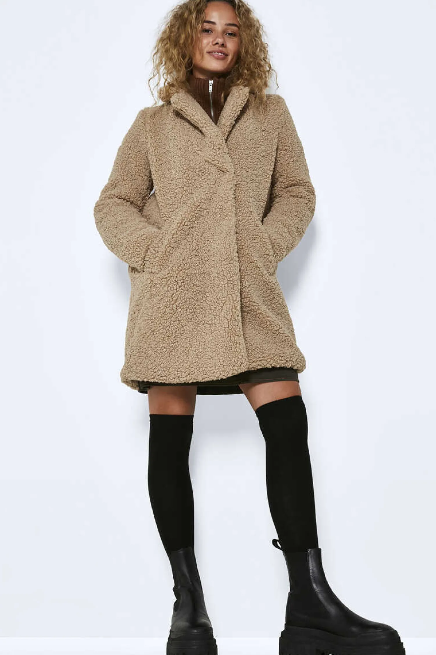 Noisy May Sobretudos E Parkas-Sobretudo Comprido Teddy