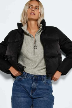 Noisy May Sobretudos E Parkas-Sobretudo Curto Acolchoado