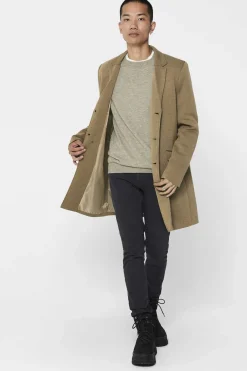 Only & Sons Sobretudo Fecho Abotoado Castanho Clearance