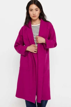 Cortefiel Sobretudos E Parkas-Sobretudo Fucsia Comprido