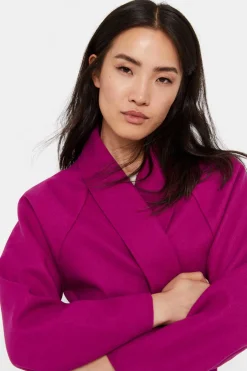 Cortefiel Sobretudos E Parkas-Sobretudo Fucsia Comprido