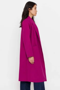 Cortefiel Sobretudos E Parkas-Sobretudo Fucsia Comprido