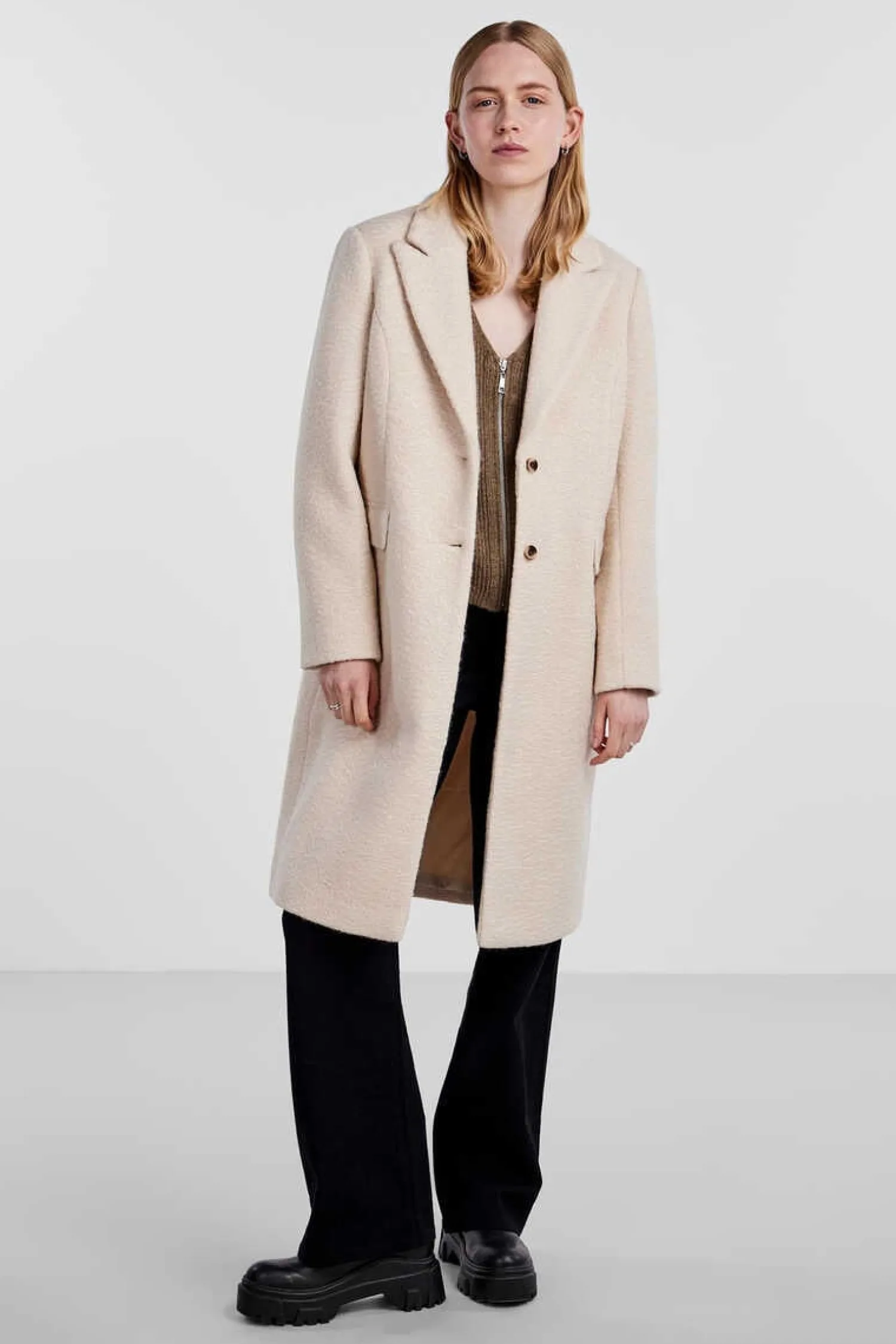 Pieces Sobretudos E Parkas-Sobretudo Gola De Lapela