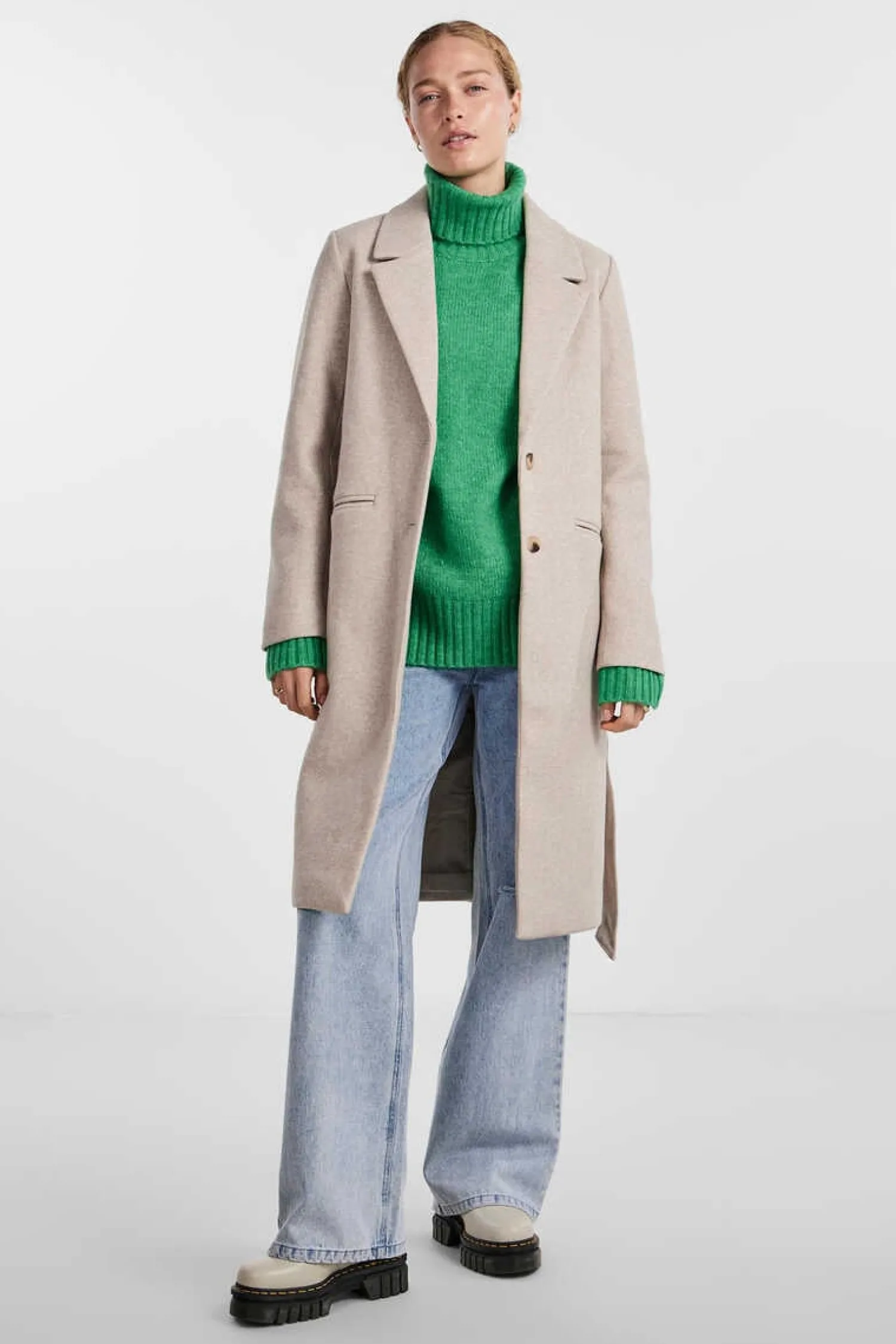 Pieces Sobretudos E Parkas-Sobretudo Gola De Lapela