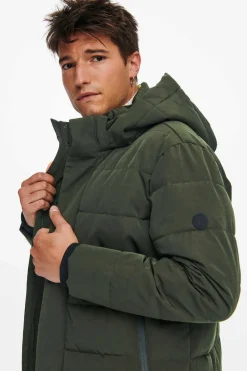Only & Sons Sobretudo Puffer Castanho Hot