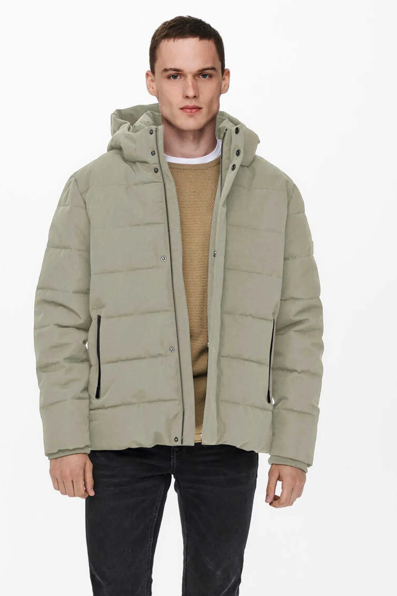 Only & Sons Sobretudo Puffer Cinza