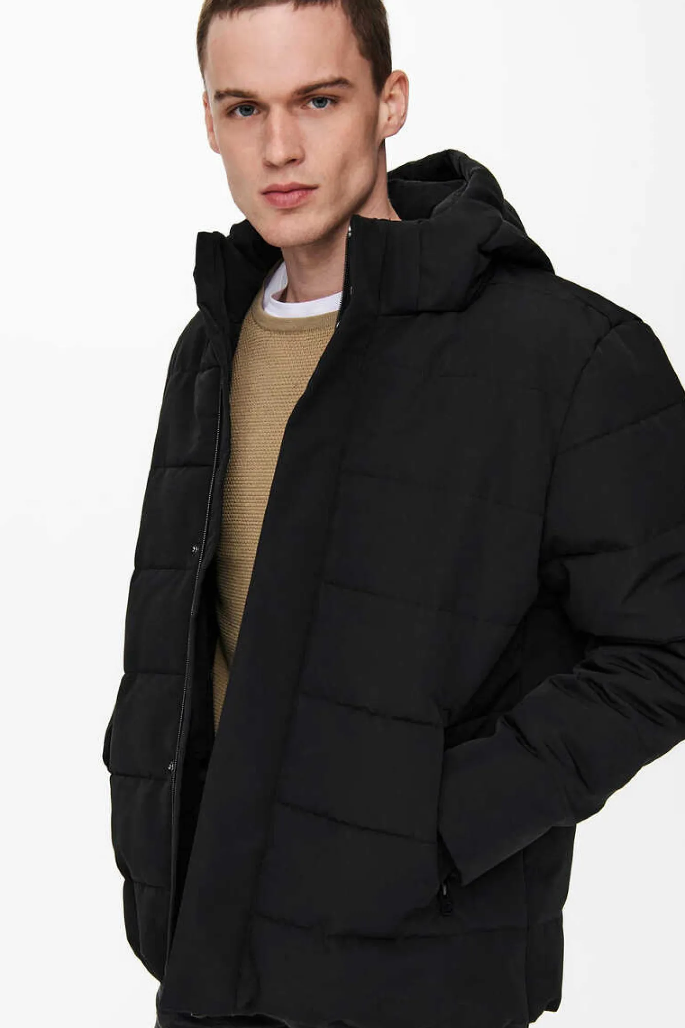 Only & Sons Sobretudo Puffer Preto Clearance