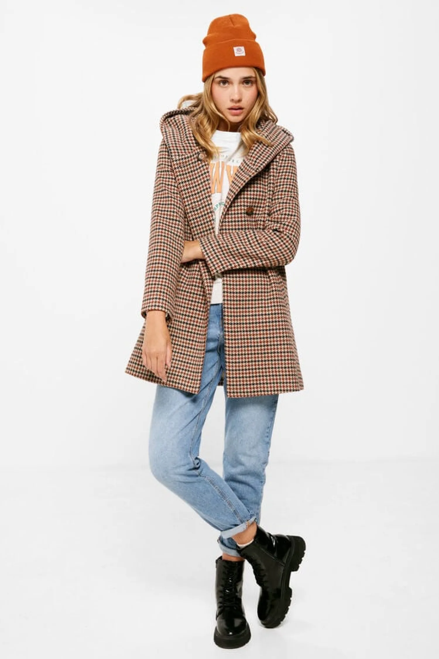 Springfield Sobretudos E Parkas-Sobretudo Xadrez Capuz La