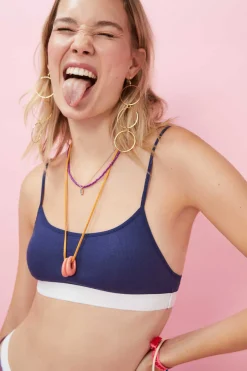 HI&BYE Roupa Interior-Soutien Top Algodao Marinho