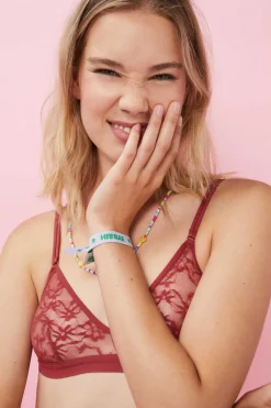 HI&BYE Roupa Interior-Soutien Top Triangular Renda Escuro