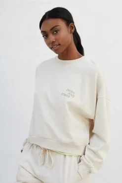 Dash and Stars Outdoor-Sweatshirt 100% Algodao Branco