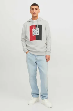 Jack & Jones Sweatshirt Capuz Estampado Logo Branco Clearance