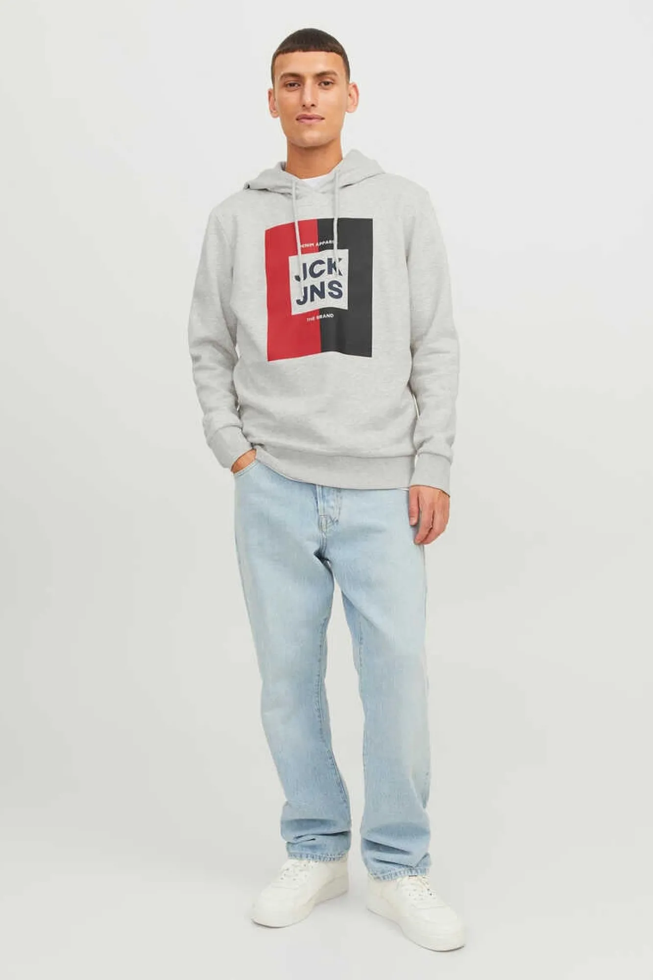 Jack & Jones Sweatshirt Capuz Estampado Logo Branco Clearance
