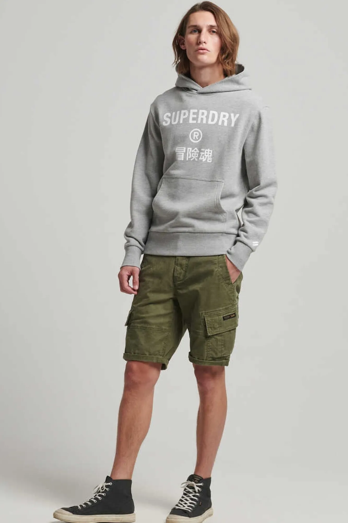 Superdry Sweatshirt Com Capuz Code Core Sport Cinza Outlet