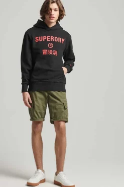 Superdry Sweatshirt Com Capuz Code Core Sport Preto New