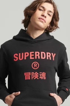 Superdry Sweatshirt Com Capuz Code Core Sport Preto New