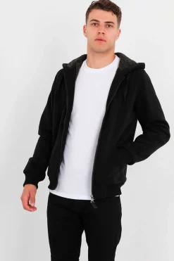 Brave Soul Sweatshirt Com Capuz E Borrego Preto Discount