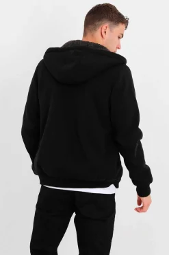 Brave Soul Sweatshirt Com Capuz E Borrego Preto Discount