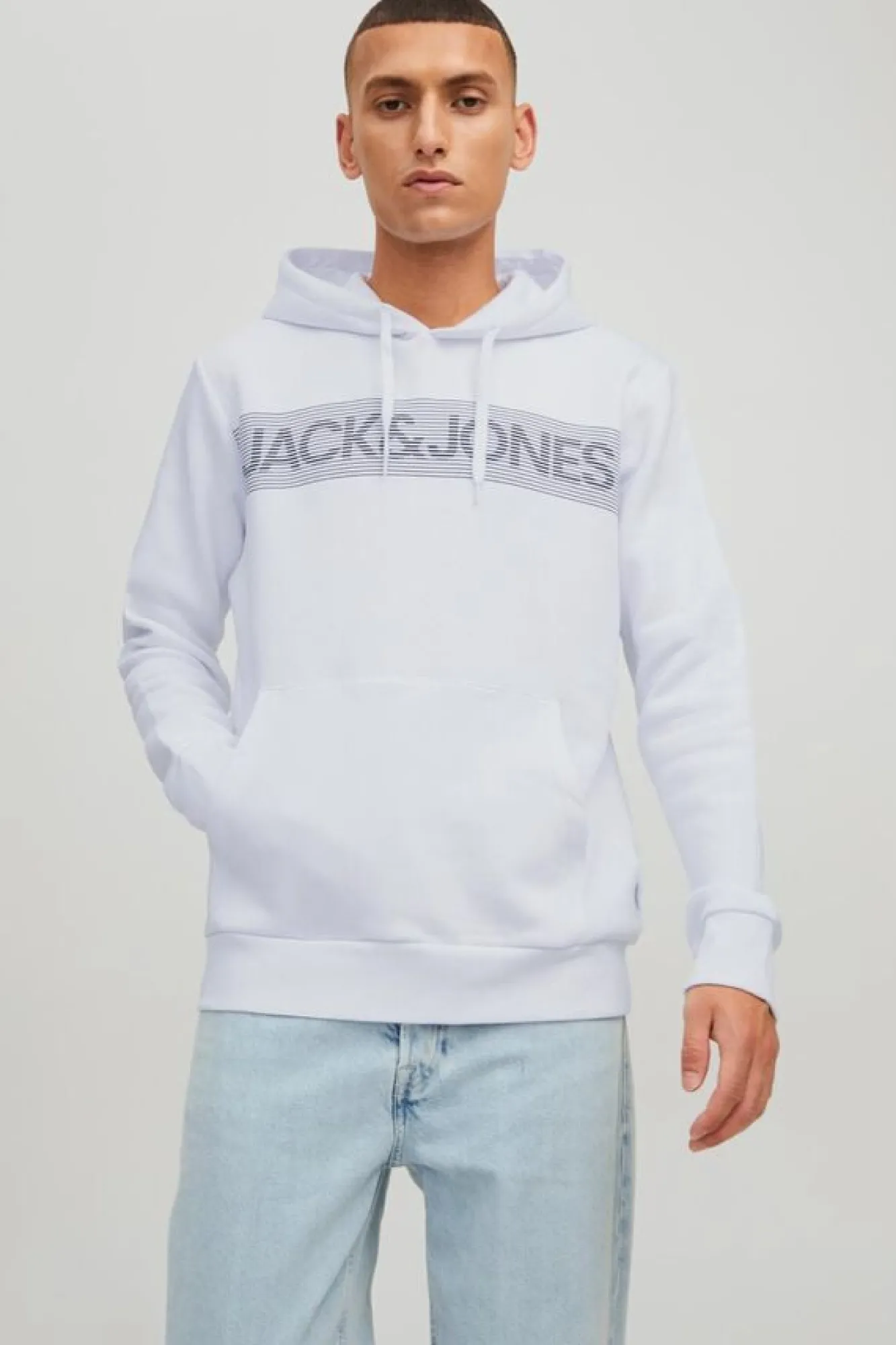 Jack & Jones Sweatshirt Com Capuz Logo Branco Hot