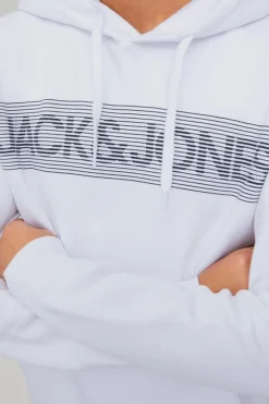 Jack & Jones Sweatshirt Com Capuz Logo Branco Hot