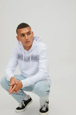 Jack & Jones Sweatshirt Com Capuz Logo Branco Hot
