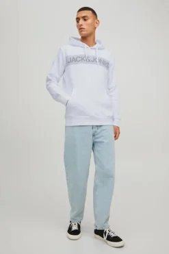 Jack & Jones Sweatshirt Com Capuz Logo Branco Hot