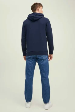 Jack & Jones Sweatshirt Com Capuz Logo Marinho New