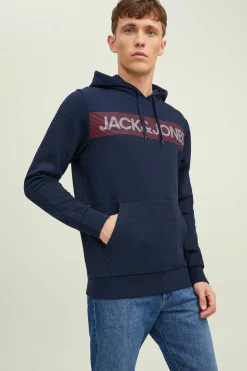 Jack & Jones Sweatshirt Com Capuz Logo Marinho New