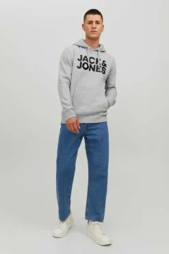 Jack & Jones Sweatshirt Com Capuz Logo Cinza Sale