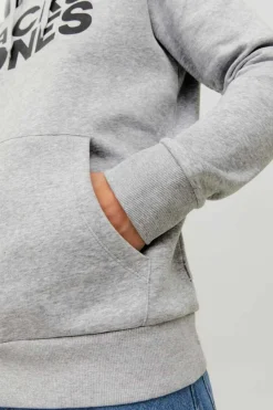 Jack & Jones Sweatshirt Com Capuz Logo Cinza Sale
