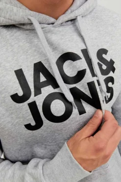 Jack & Jones Sweatshirt Com Capuz Logo Cinza Sale